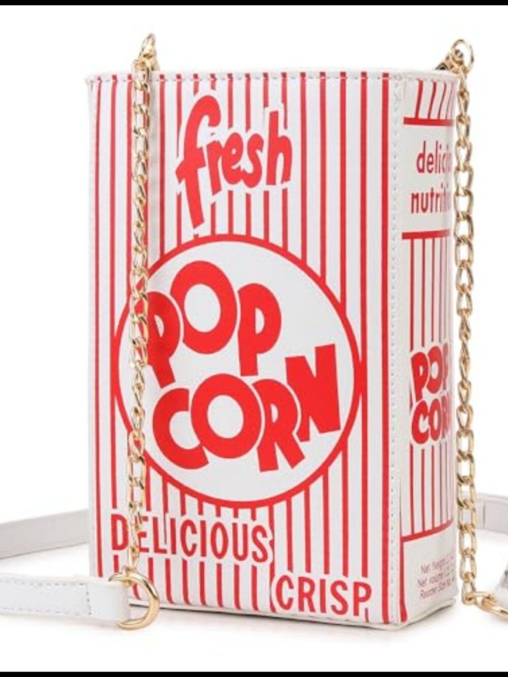 Popcorn Purse Novelty Fun Shaped Crossbody Bag for Women PU Leather